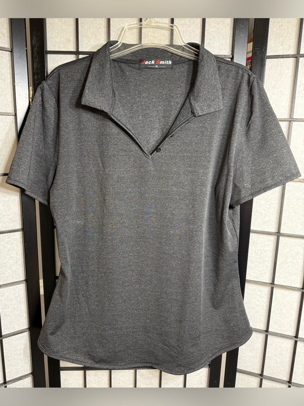 Women's Jack Smith Dark Charcoal Short Sleeve Golf Polo V Neck Shirt Size XL